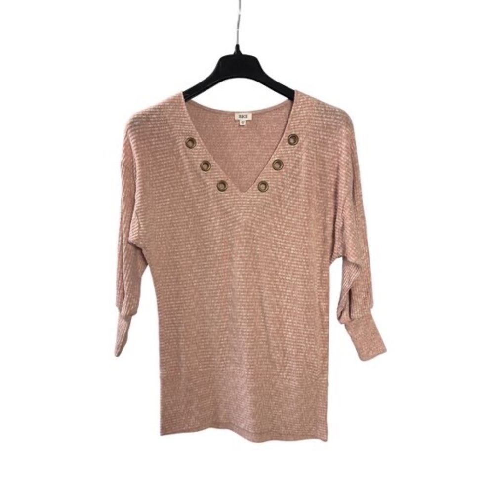 H&M Blush V-Neck Blouse with Button Details
